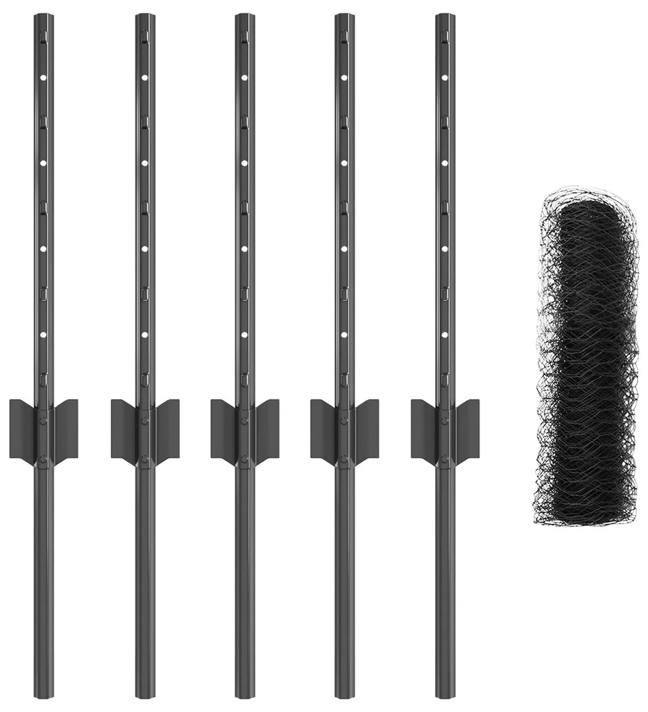 Postes de Cerca vidaXL 5 pcs U-Channel Cinza 40 cm Aço