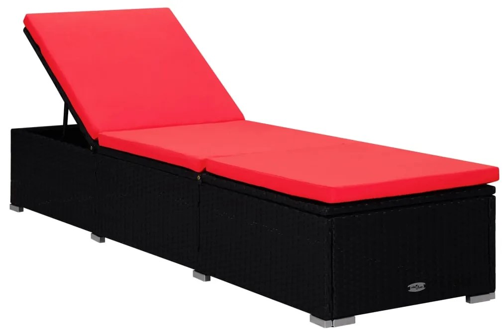Espreguiçadeira com almofadão e mesa de centro vime PE vermelho