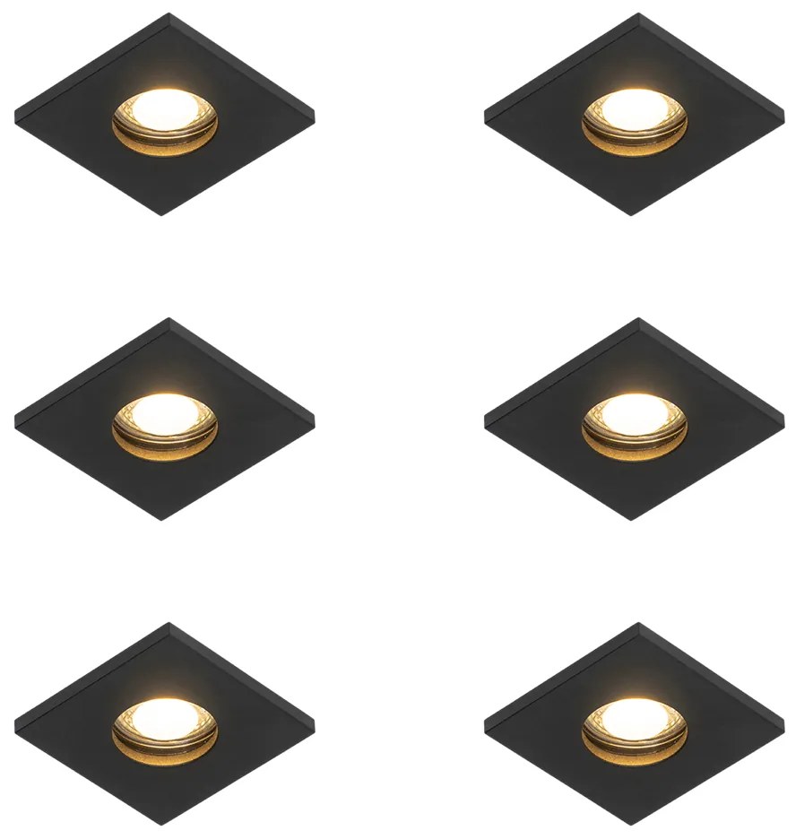 Conjunto de 6 focos embutidos modernos para casa de banho pretos - Doku
