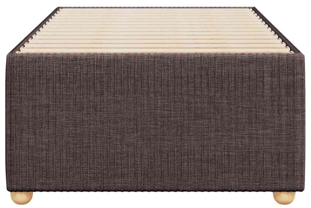 Estrutura de cama sem colchão 90x190 cm tecido castanho-escuro