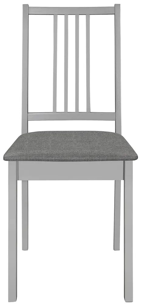 Cadeiras de jantar com almofadões 2 pcs madeira maciça cinzento