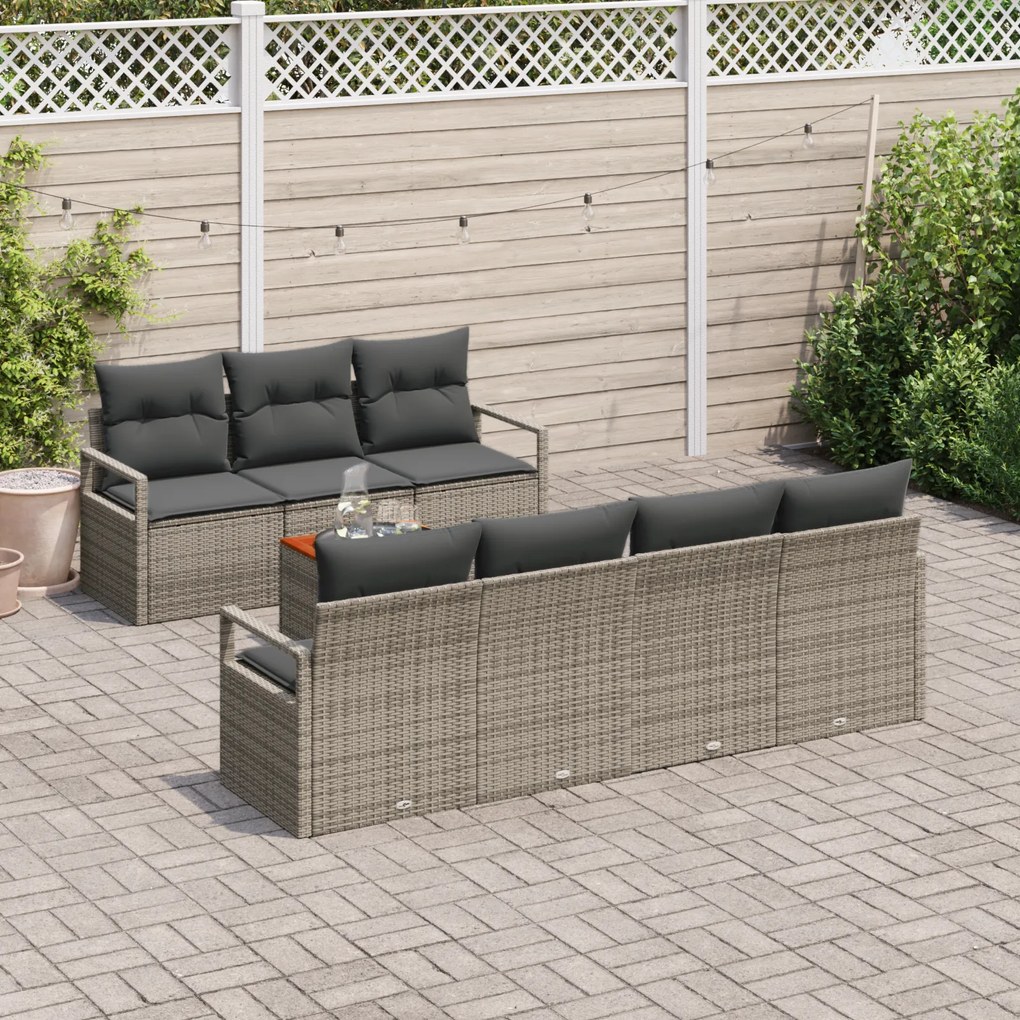 Conjunto de Sofás de Jardim vidaXL de 8 Peças com Almofadas Cinza Ratt