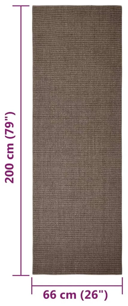 Tapete de sisal para poste arranhador 66x200 cm castanho