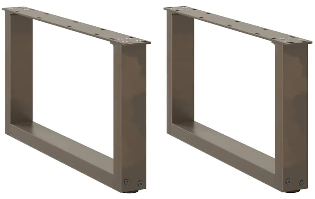 vidaXL Pés para mesa de centro em formato de U, 2 peças, aço natural, 70 x (30-31) cm, aço