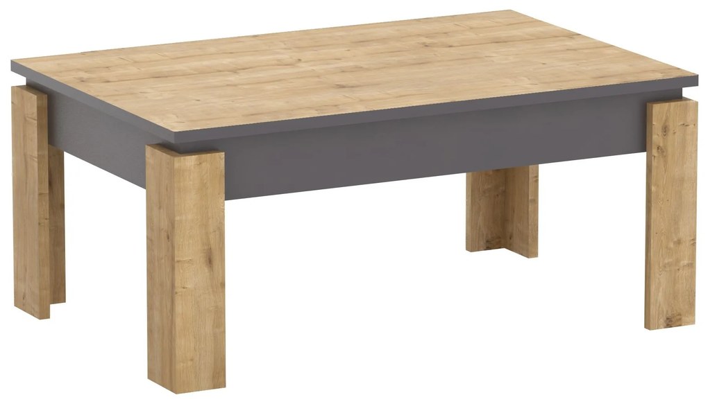 Mesa centro PHILIPPA, bilaminado cavalho com cinza escuro, 90 cms