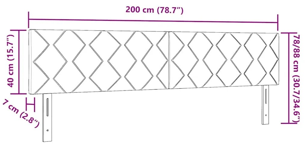 Cabeceira LED vidaXL Design Blocos de Diamante Castanho 200 cm Tecido