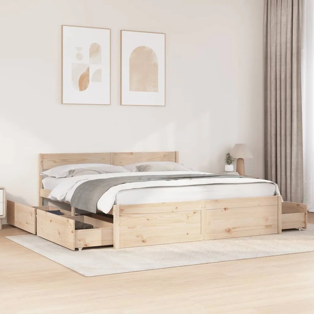 vidaXL Cama sem colchão 200x200 cm madeira de pinho maciça