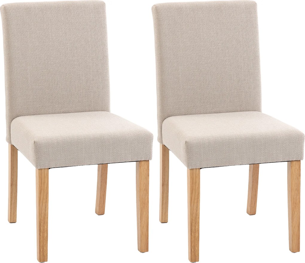 HOMCOM Cadeiras de jantar Conjunto de 2, cadeiras estofadas modernas com tecido estilo linho, assento e encosto acolchoados, pernas em madeira de seringueira | Aosom Portugal