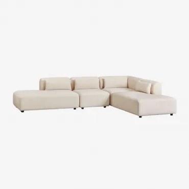 Sofá Modular De Canto Em L De 4 Peças Com Duplo Divã Fogler Linho Veludo Bege Linho - Sklum