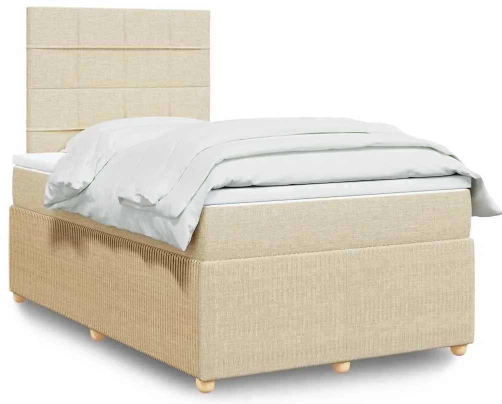 Cama boxspring com colchão 120x190 cm tecido cor creme