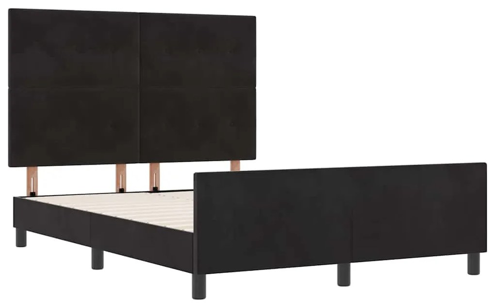 Estrutura de Cama vidaXL Preta 140x190 cm em Veludo