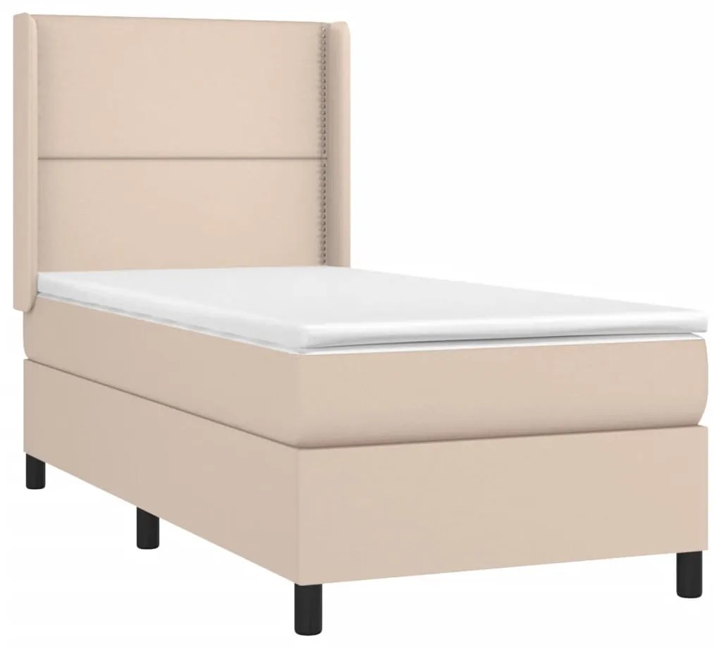 Cama com molas/colchão 90x200 cm couro artificial cappuccino
