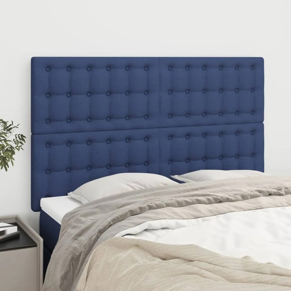 Cabeceira de cama 4 pcs tecido 72x5x78/88 cm azul
