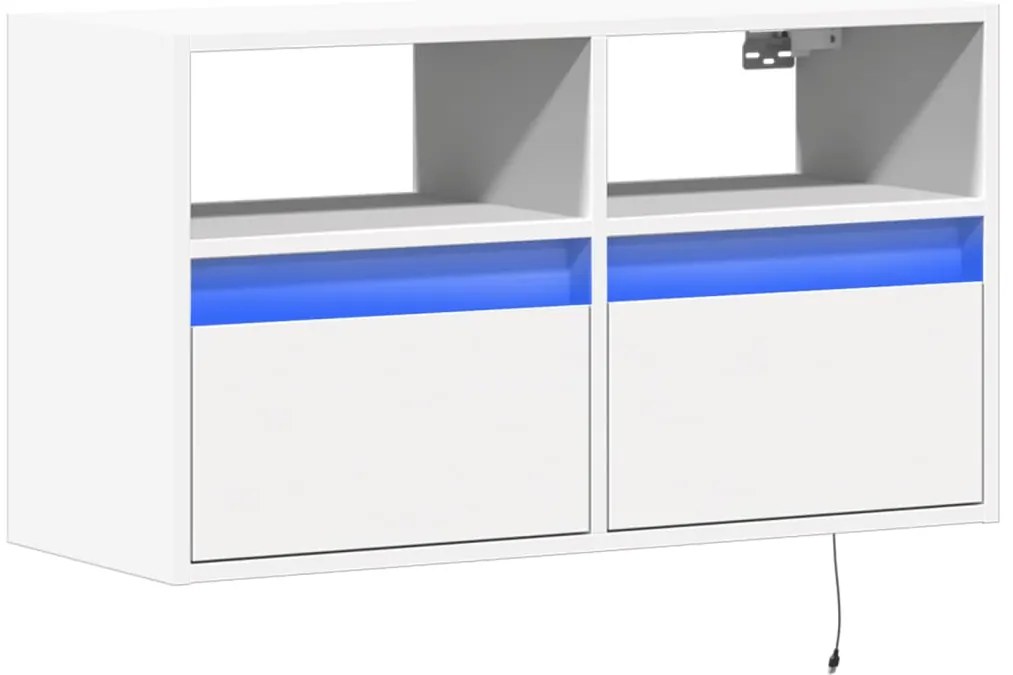 Móvel de parede para TV com luzes LED 80x31x45 cm branco