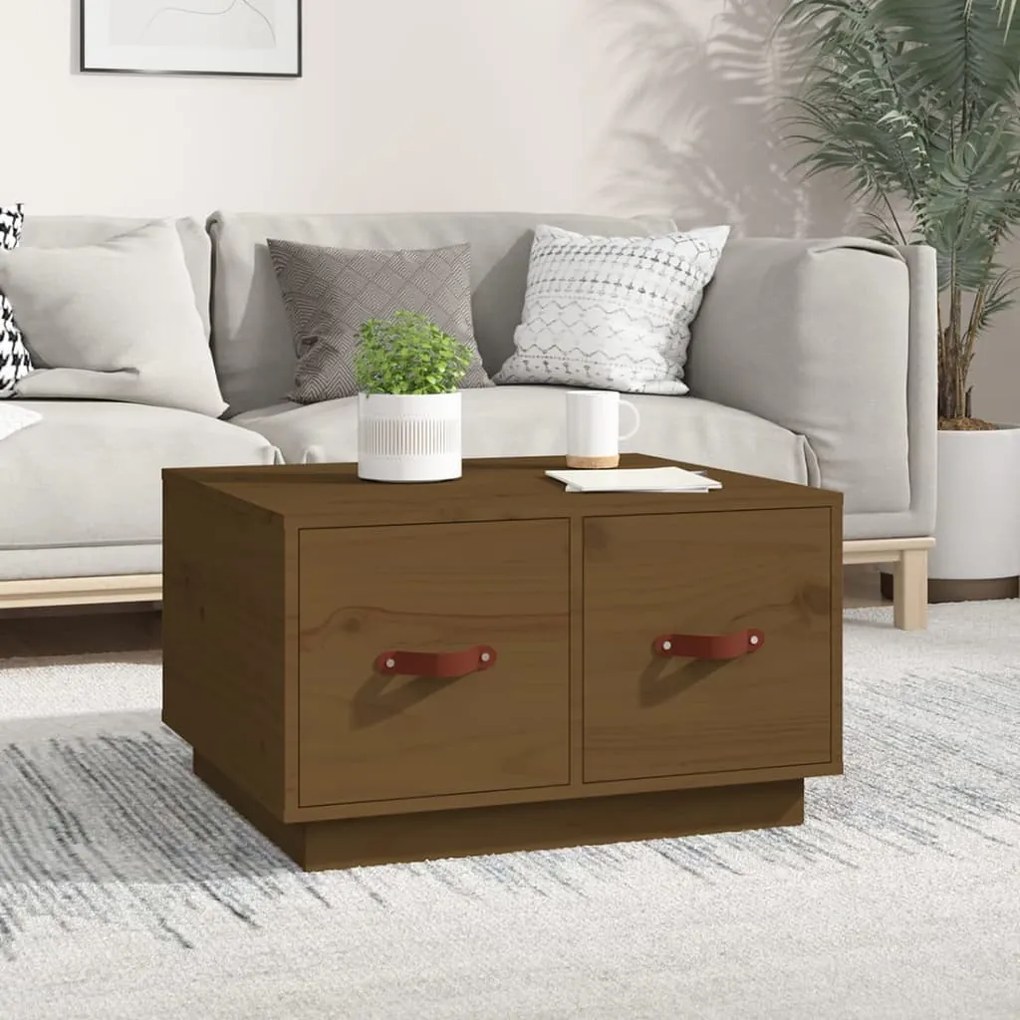 vidaXL Mesa de centro 60x53x35 cm pinho maciço castanho mel