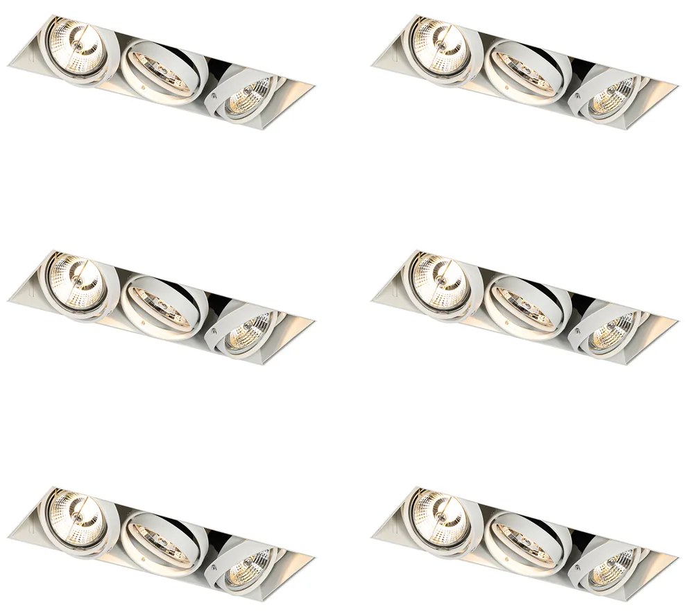 Conjunto de 6 focos embutidos brancos GU10 AR70 sem aro 3 luzes - Oneon