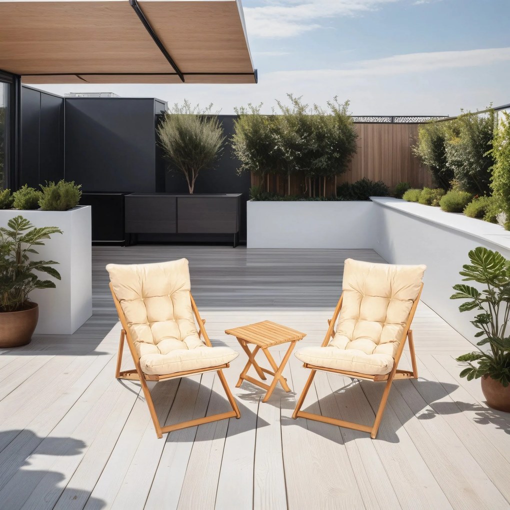 Conjunto de Mesa e Cadeiras de Jardim My005 – Castanho Creme – 40x40x4