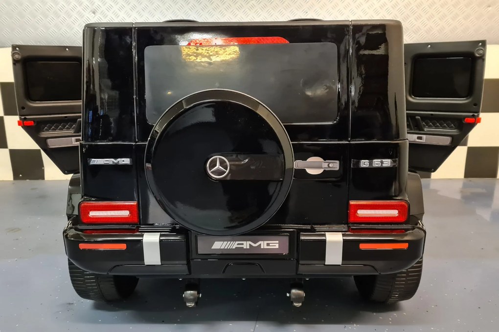 Carro Infantil Mercedes G63 2 lugares 12V,Pneus Borracha, Assento de couro preto metálico