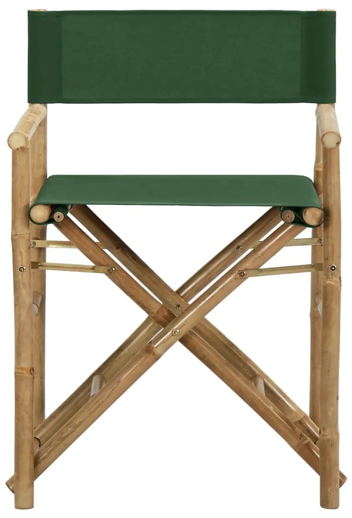 Cadeiras de realizador dobráveis 2 pcs bambu e tecido verde
