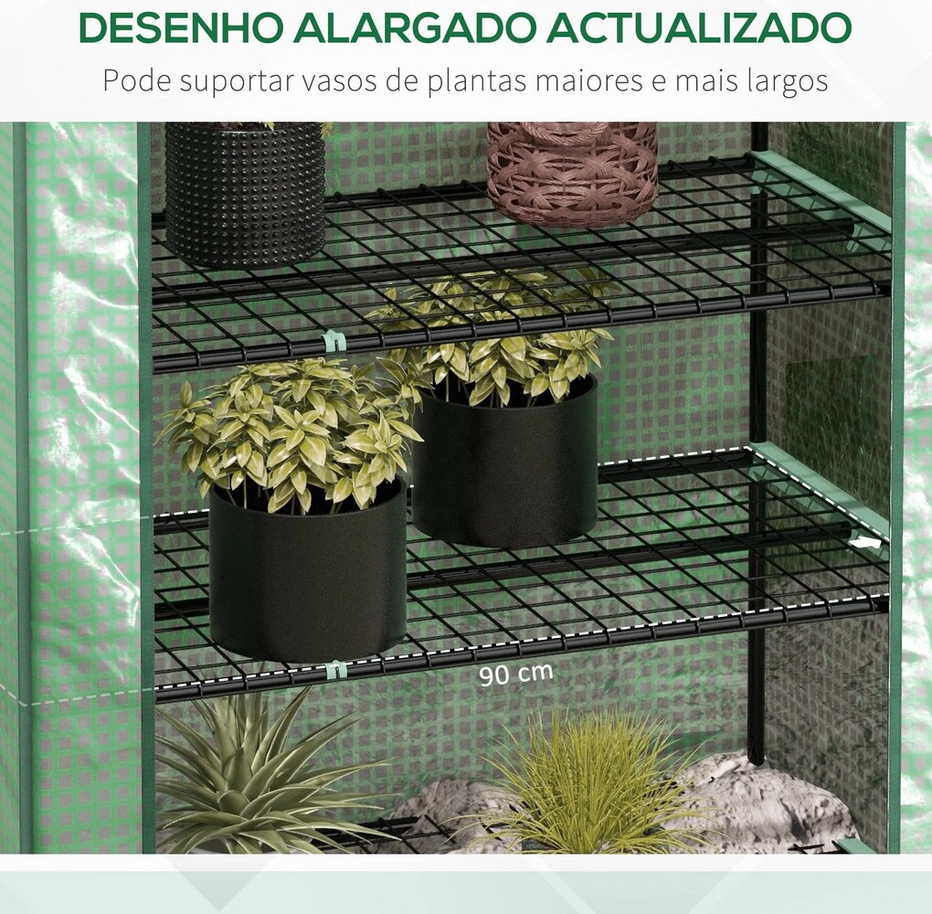 Estufa de Jardim de 5 Prateleiras Estufa Resistente com 1 Porta com Fe