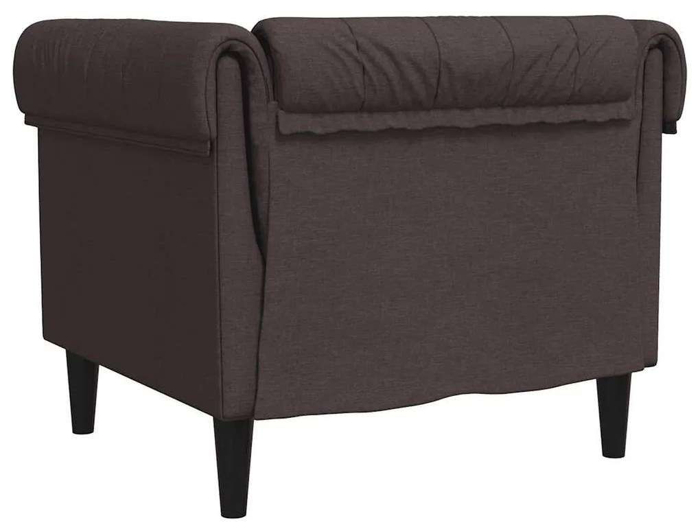 Sofá chesterfield tecido castanho-escuro