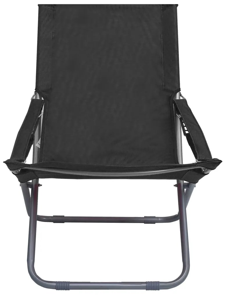 Cadeiras de praia dobráveis 2 pcs tecido preto