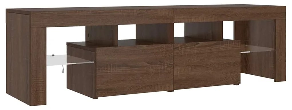 Móvel de TV com luzes LED 140x36,5x40 cm carvalho castanho