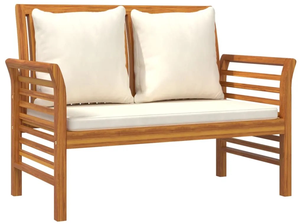 2 pcs conj. lounge jardim c/ almofadões branco nata acácia