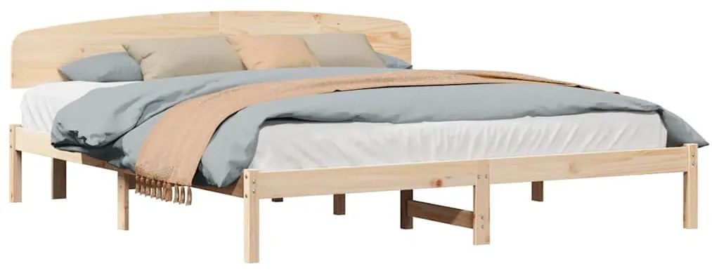Estrado de Cama com Cabeceira 180x200 cm Madeira Maciça de Pinho