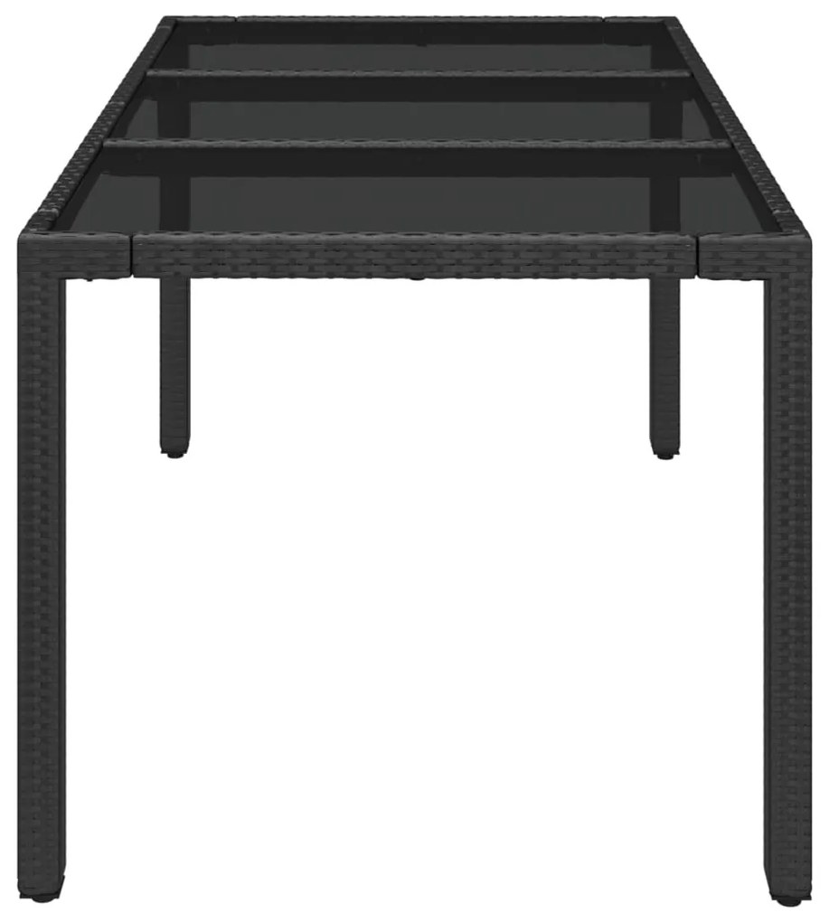 Mesa de jardim com tampo de vidro 150x90x75 cm vime PE preto