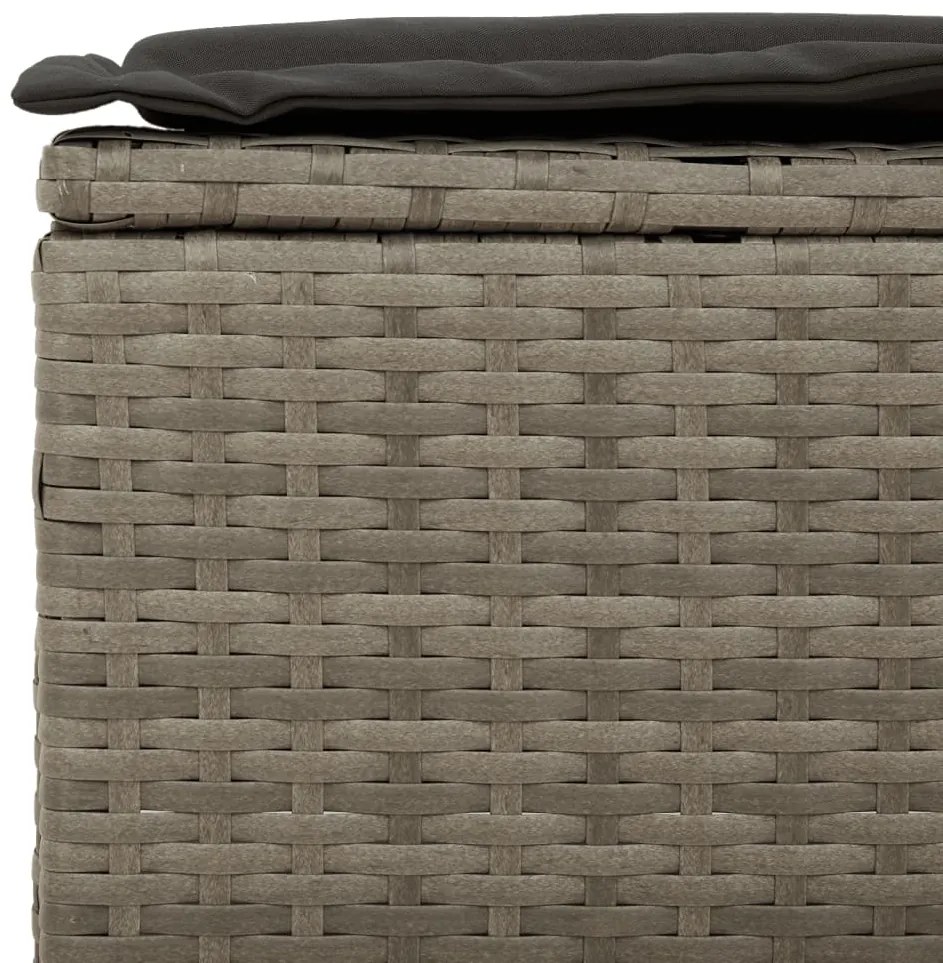 3 pcs conjunto sofás de jardim c/ almofadões vime PE cinzento