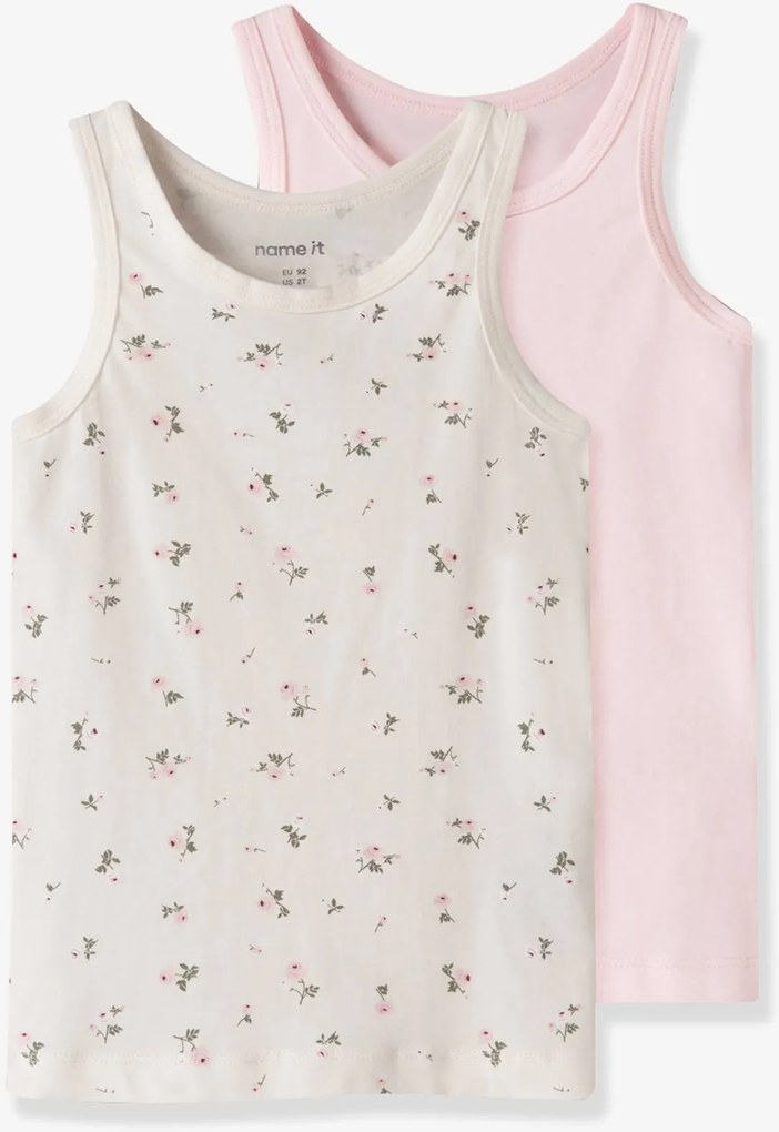 Pack de 2 camisolas interiores com flores NAME IT para menina rosa-bombom