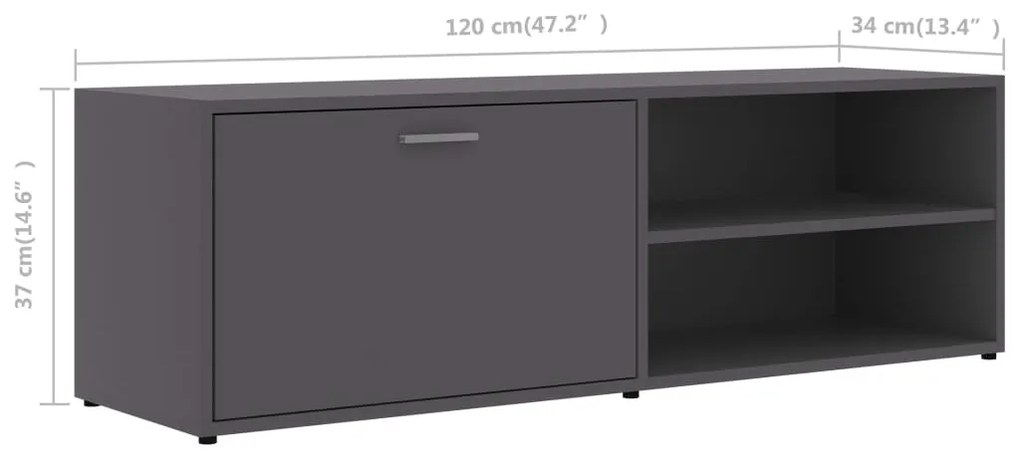 Móvel de TV 120x34x37 cm derivados de madeira cinzento