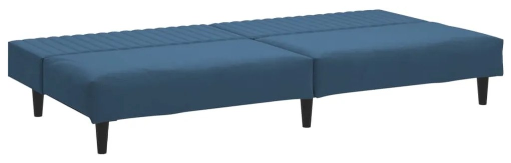 Sofá-cama de 2 lugares veludo azul