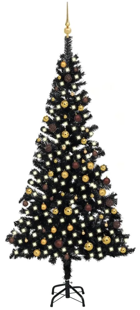 vidaXL Árvore Natal artificial pré-iluminada c/ bolas 240cm PVC preto
