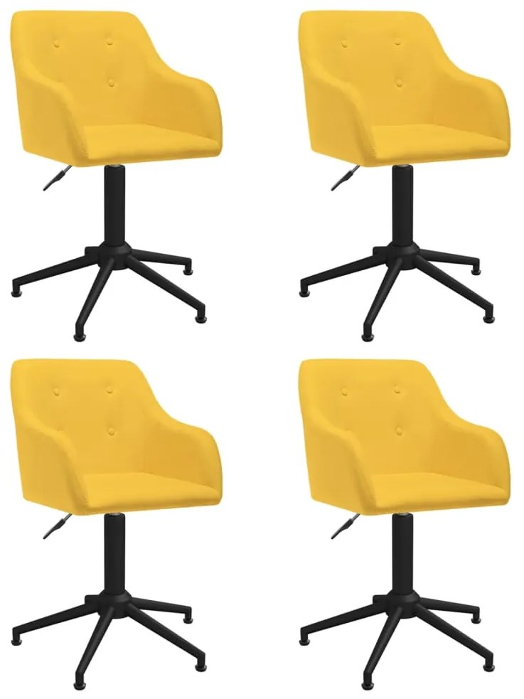 Cadeiras de jantar giratórias 4 pcs tecido amarelo