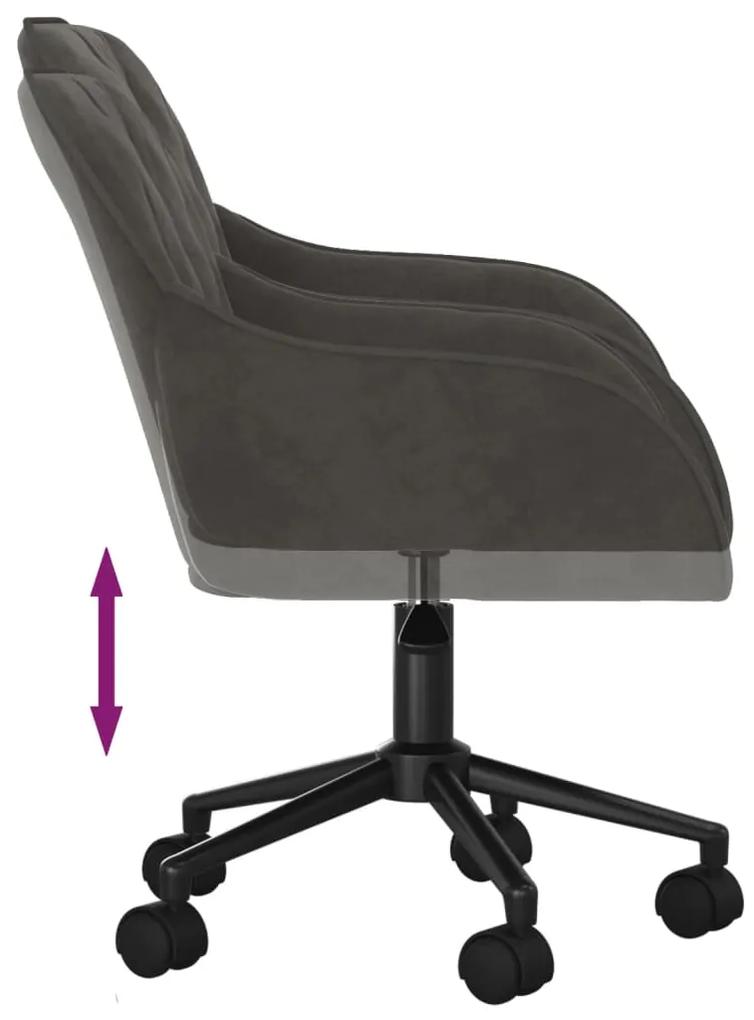 Cadeira de escritório giratória veludo cinzento-escuro