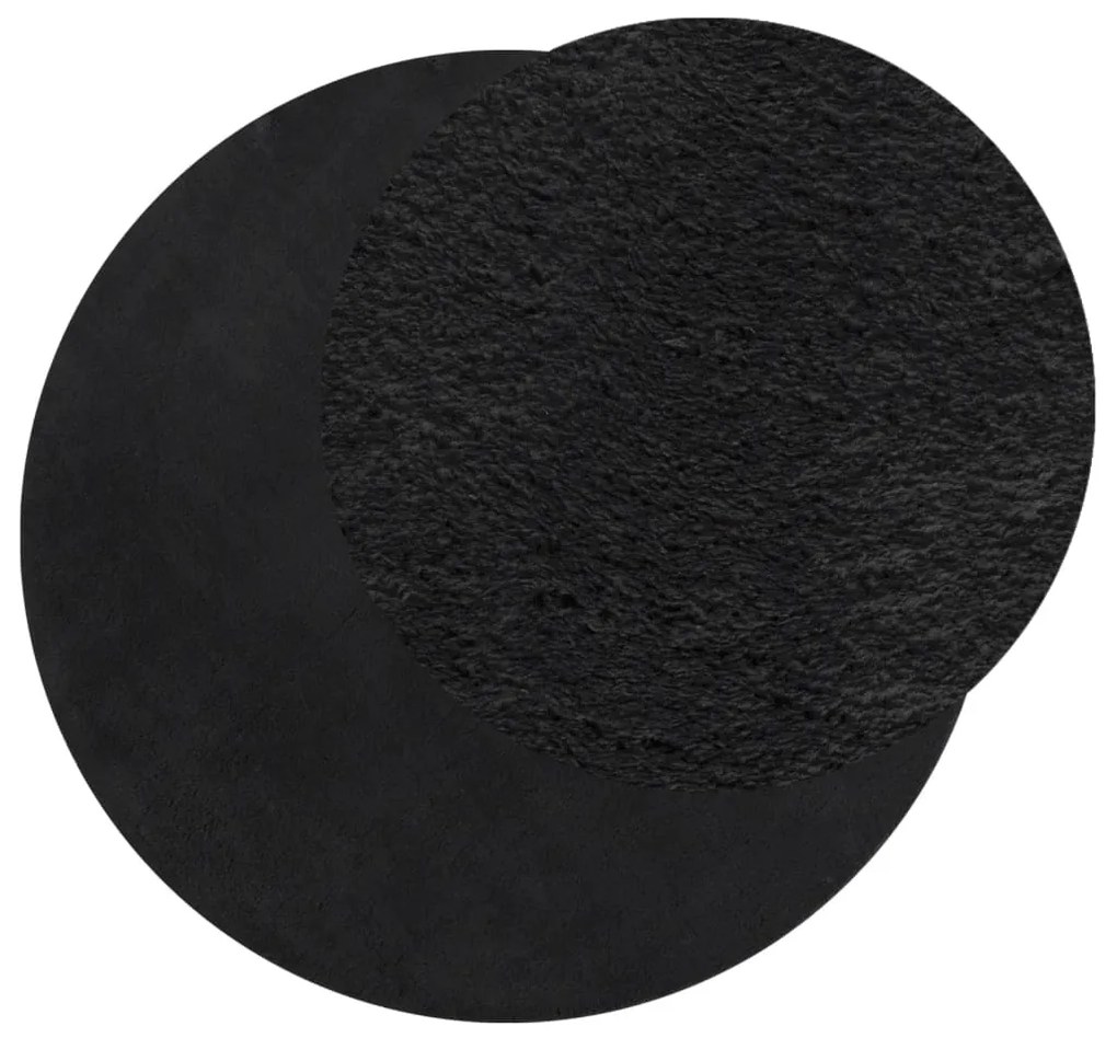 Tapete pelo curto macio e lavável HUARTE Ø 200 cm preto