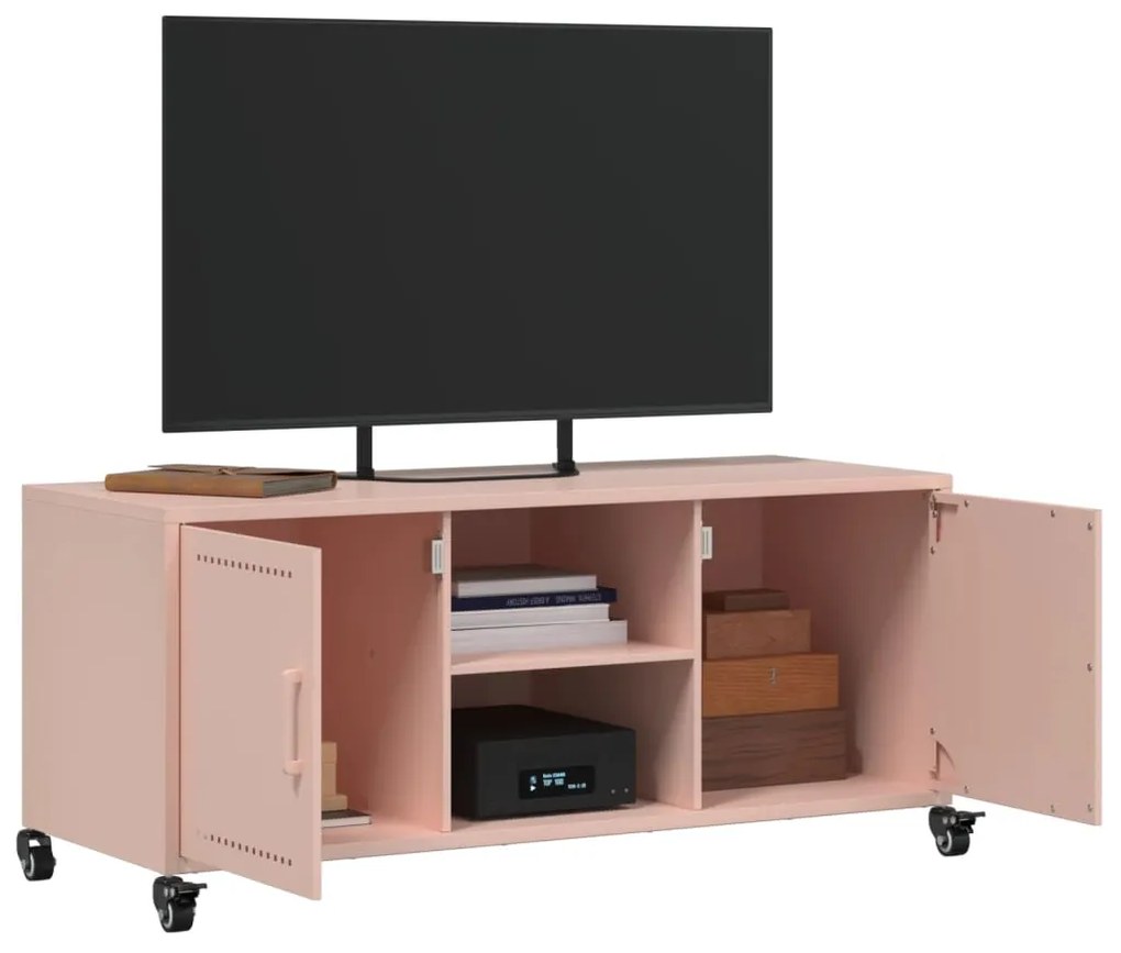 Móvel de TV 100,5x39x43,5 cm aço laminado a frio rosa