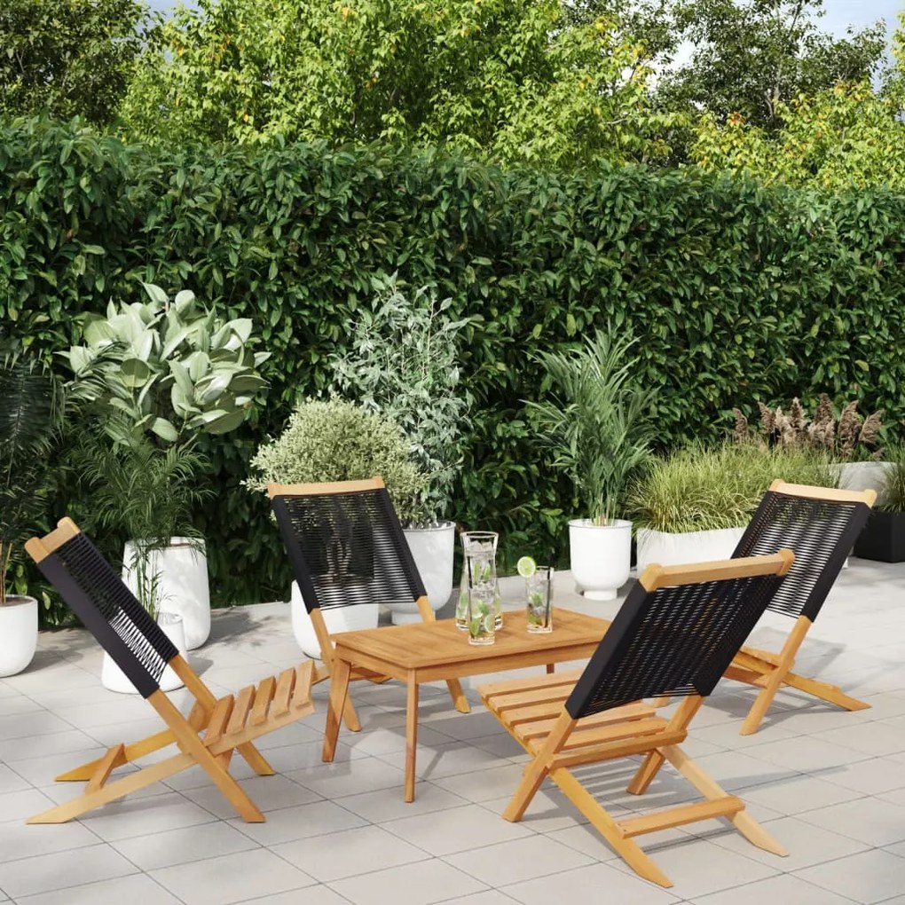 vidaXL Cadeiras de jardim dobráveis 4 pcs madeira acácia maciça preto