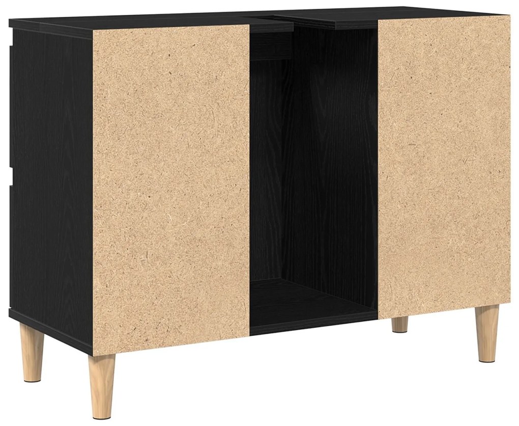 Gabinete de Pia vidaXL Preto Carvalho 80x33x60 cm Madeira de Engenhari