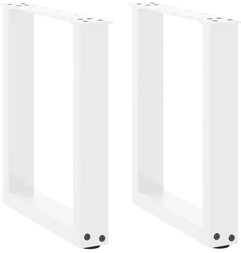 vidaXL Pés para mesa de centro em formato de U, 2 peças, branco, 28x(42-43) cm, aço