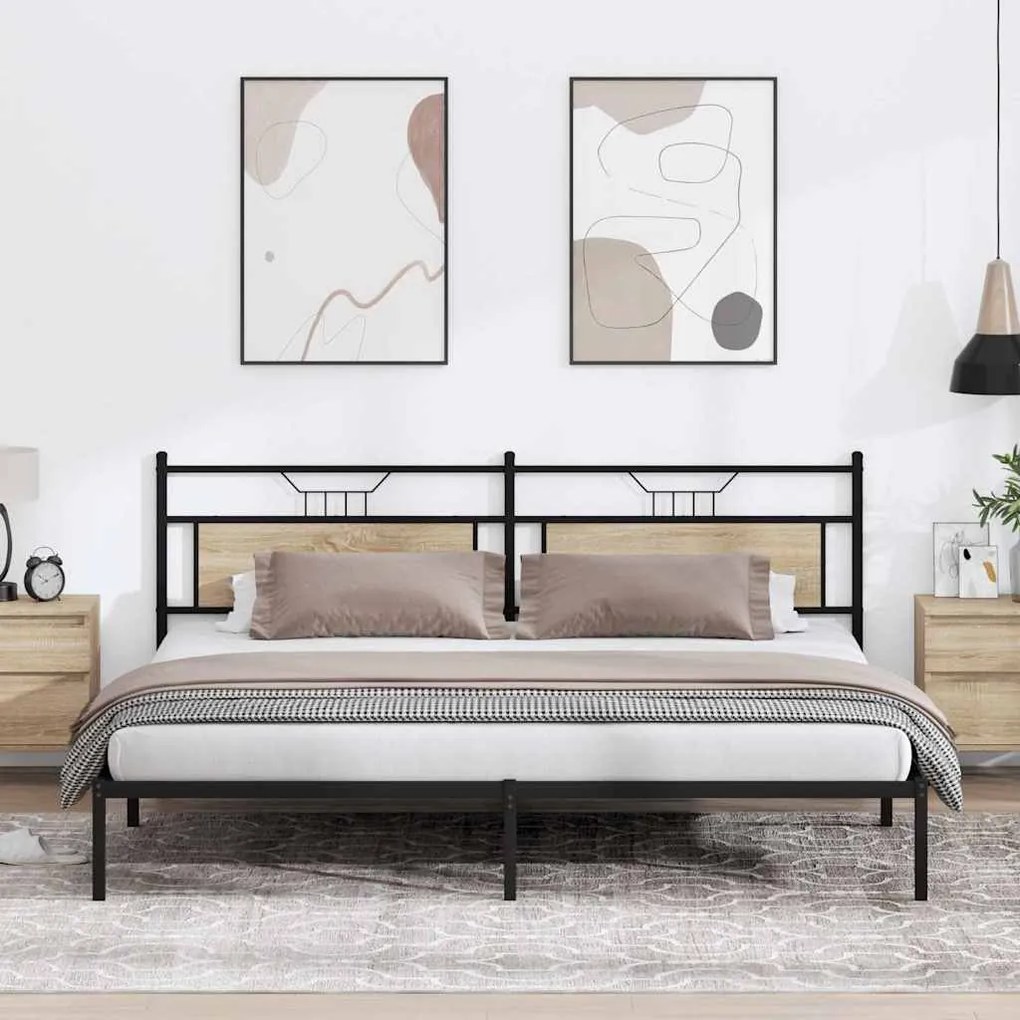 Estrutura de cama sem colchão 193x203 cm carvalho sonoma