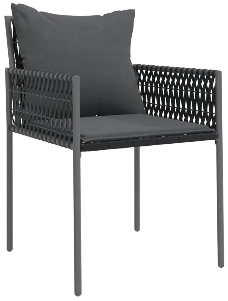 Cadeiras jardim c/ almofadões 6 pcs 54x61x83 cm vime PE preto