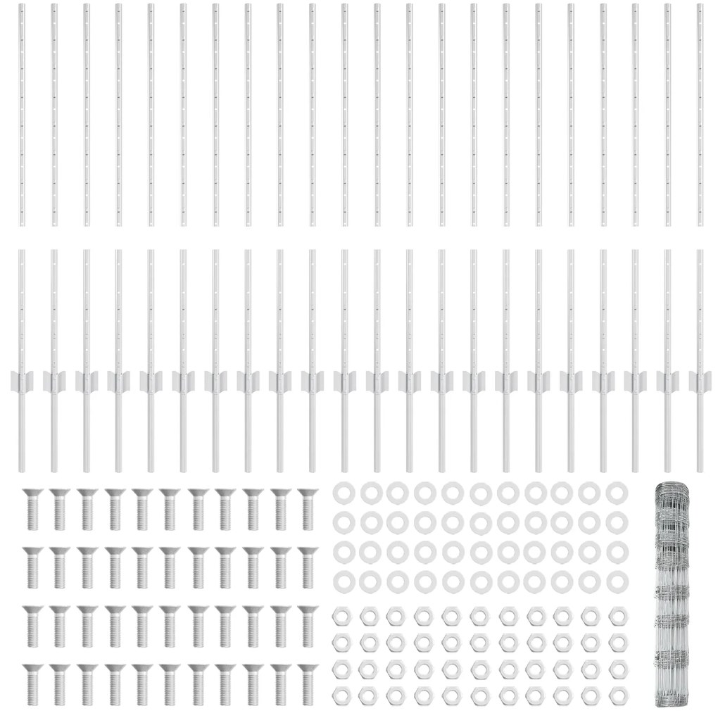 Posts de Cerca vidaXL 22 pcs U-Channel 100 cm Aço Galvanizado, Cerca d