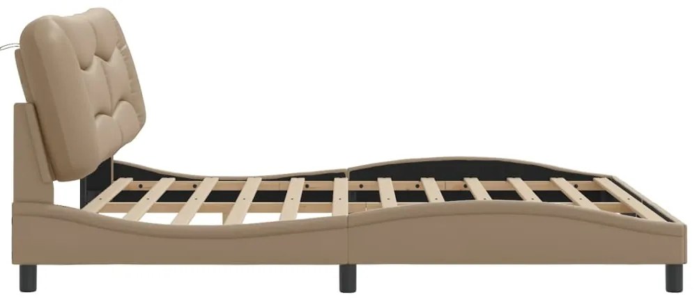 Estrutura cama cabeceira 180x200 cm couro artificial cappuccino