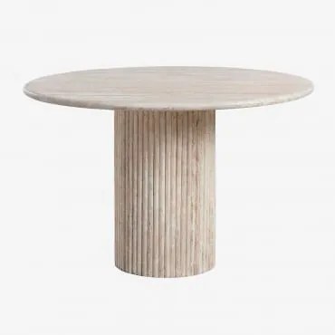 Mesa De Jantar Redonda Ø120 Cm Em Pedra Natural Grosseto Travertino - Sklum
