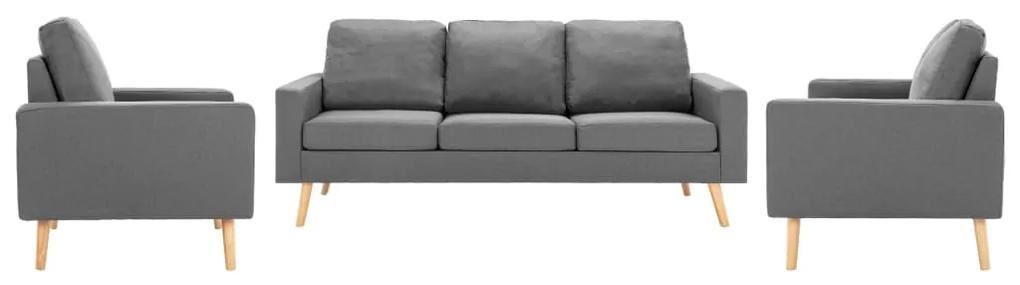 3056644 vidaXL 3 pcs conjunto de sofás tecido cinzento-claro
