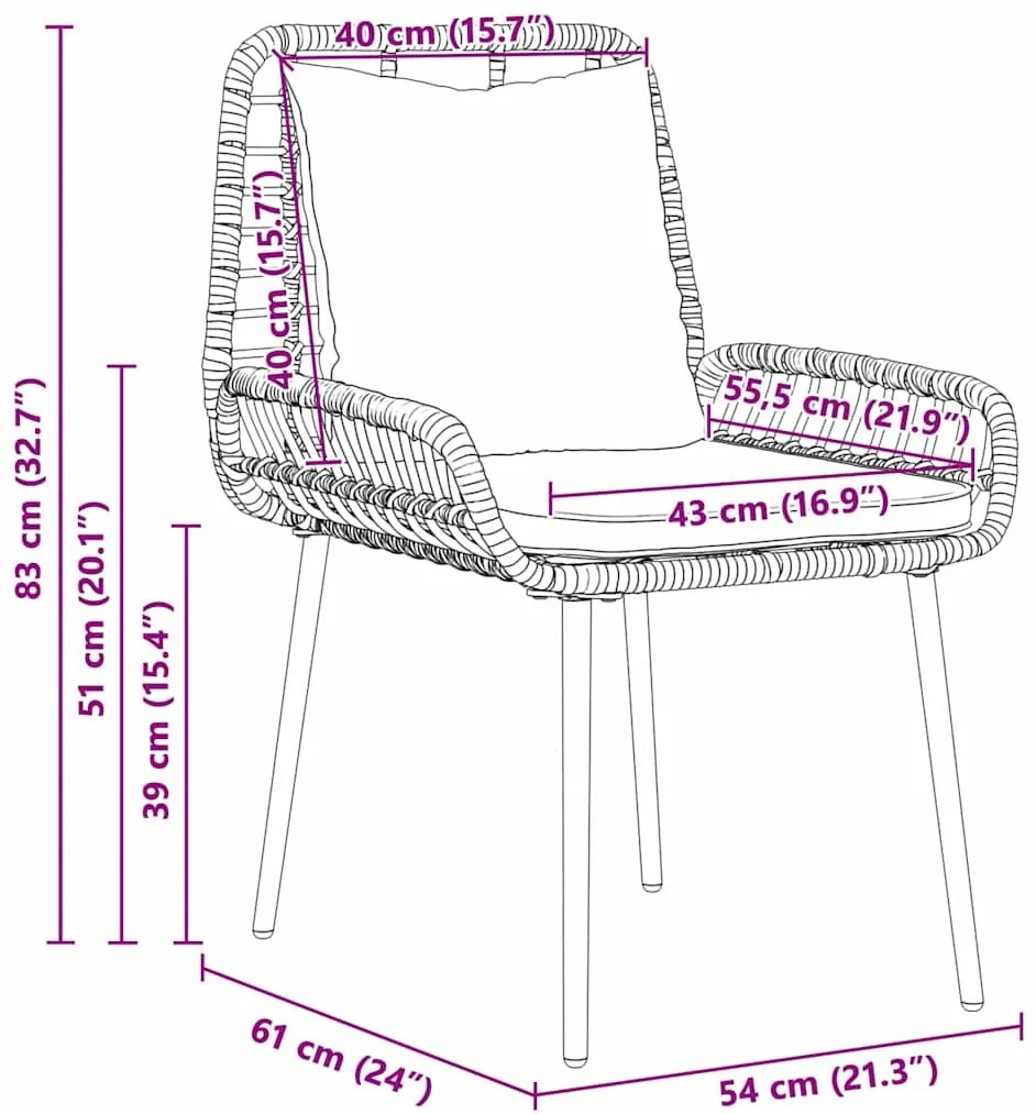 Conjunto de Jantar para Jardim 3 pcs Preto, Antracite