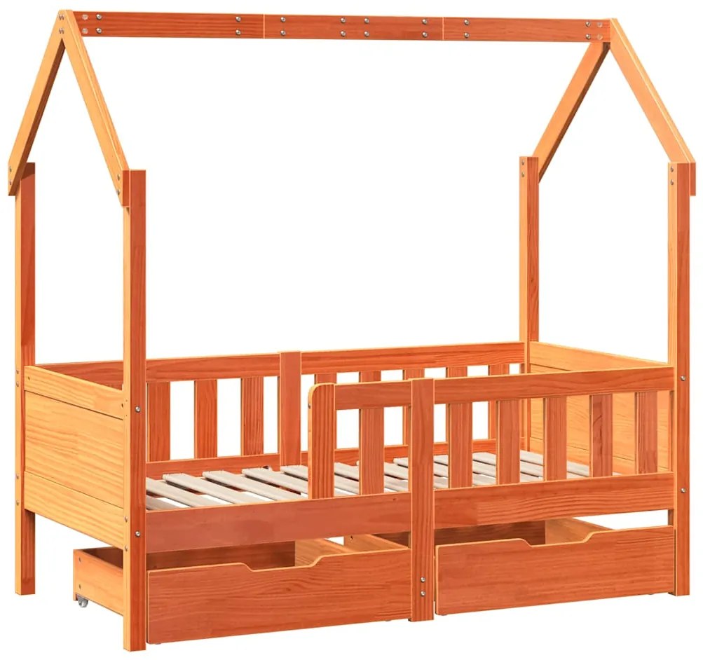 Estrutura de cama infantil c/ gavetas 80x170 cm pinho maciço